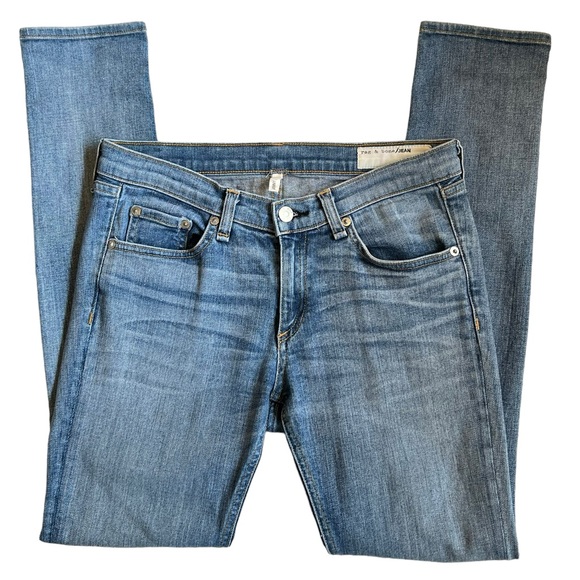 Rag & Bone Women’s Sz 28 Mid Rise Skinny Distressed Denim Jeans - Picture 5 of 12